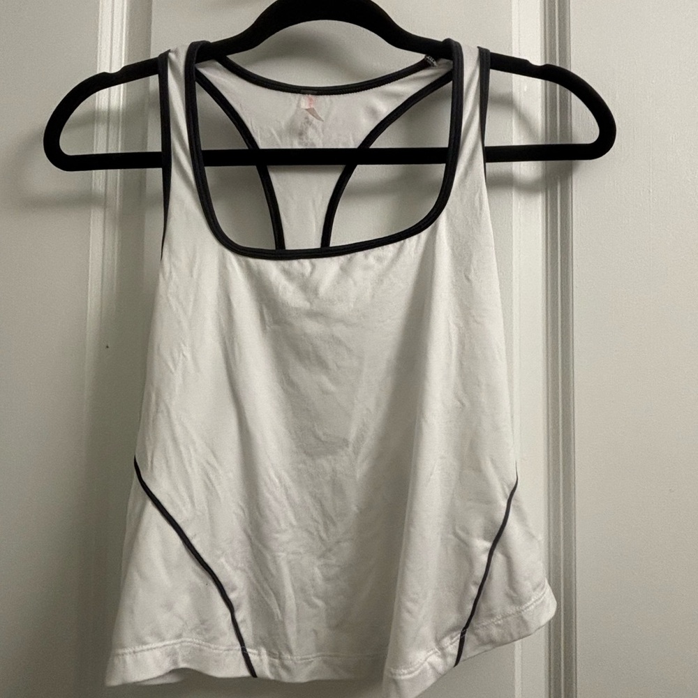 FP Movement by Free People White Tank Top with Black Trim